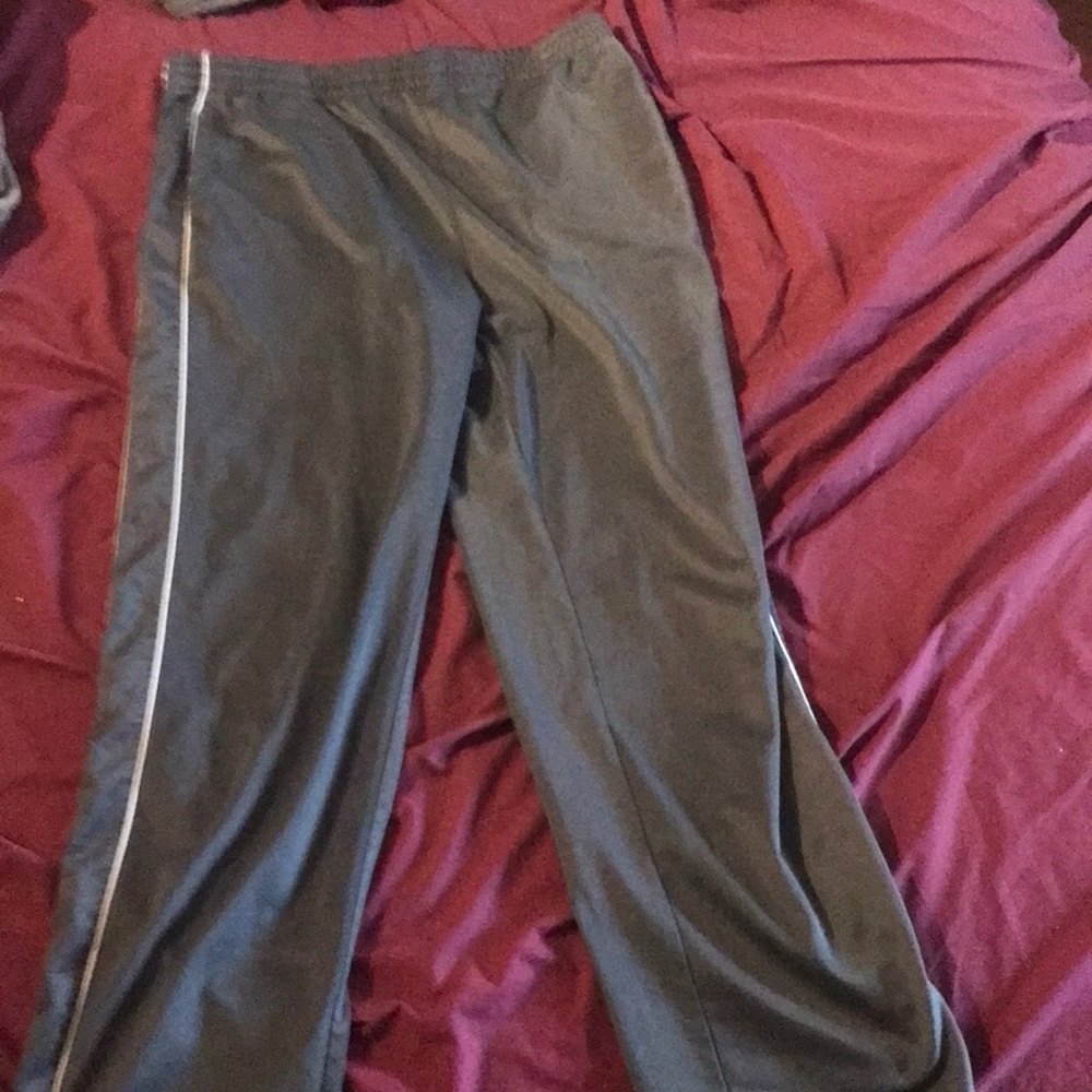 Like New Athletic Works Steel Grey Track Pants with White Stripe